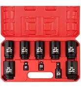 EGOFIX 1/2" Drive Deep Impact Socket Set, 10-Piece Spindle Axle Nut Socket Set CR-MO 6 Point 30,3...