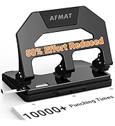 AFMAT 3 Hole Puncher Heavy Duty, 40-Sheet Heavy Duty Paper Punch, 50% Reduced Effort Three Hole P...