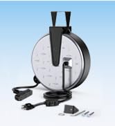 DEWENWILS Metal Extension Cord Reel,30FT Retractable Extension Cord, 16AWG/3C SJTW Power Cord, 3 ...