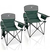 CAMPHILL Oversized Camping Chairs 2 Pack - Heavy Duty 400LBS Padded Lawn Chair with Cooler Bag,Cu...