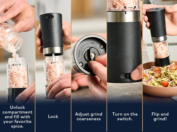 how to use the home hero salt pepper grinder set
