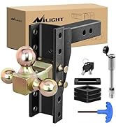 Nilight Adjustable Tri-Ball Trailer Hitch Mount 8 Inch Drop/Rise Hitch 1-7/8