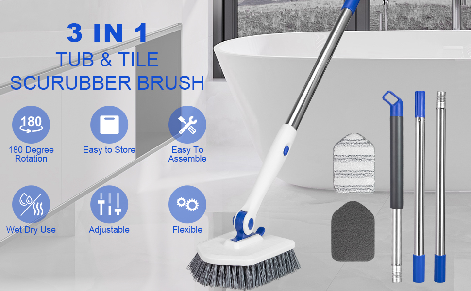 3 IN 1 TUB &amp;amp; TILE SCURUBBER BRUSH