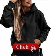 SHEWIN Women's Casual Hoodies Long Sleeve Solid Lightweight Pullover Tops Loose Sweatshirt with P...