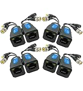 SGUESIKR 4 Pair Passive Video Balun BNC to RJ45 Adapter with Power 1080P-8MP Analog Camera Networ...