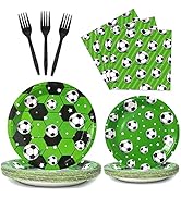 Soccer Party Plates and Napkins for 24 Guests Soccer Birthday Theme Tableware Set Supplies Party ...