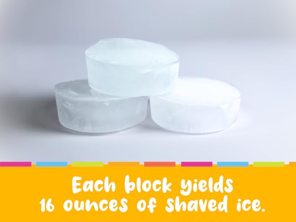 Each block produces 16 oz of shaved ice