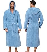 PJGGZ Men's Bathrobes with Hood, Soft Long Towel Robe for Men - Super Absorbent Quick Dry yet Warm