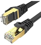Ercielook CAT8 Ethernet Cable 100 ft High Speed, Shielded Flat Internet Cable with Clips, Weather...