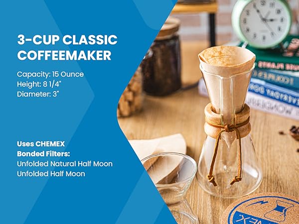 chemex coffee maker pour over brewer filters carafe glass kettle reusable classic drip coffee
