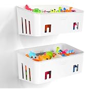 Lysam Bath Toy Storage 2 Packs, Large Bath Toy Holder with 3 Compartment, Quick Dry Bathtub Toy O...