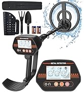DetectTrek Metal Detector for Kids, 8" Waterproof Metal Detector Kit with Sand Sifter Scoop, Ligh...
