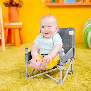 Bright Starts Pop 'N Sit Portable Booster, Grey