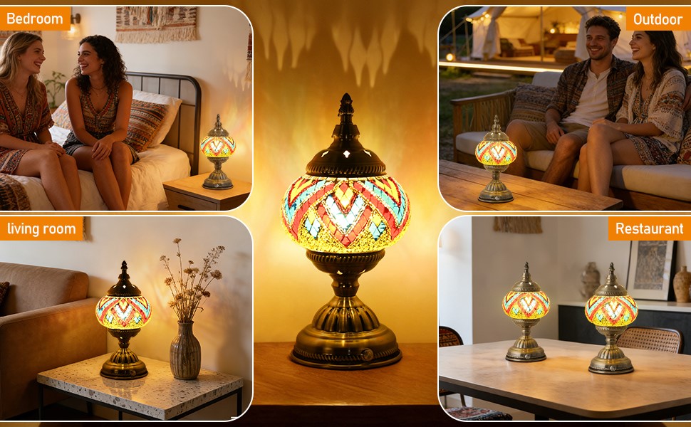 Mosaic Glass Night Stand Light Fixture
