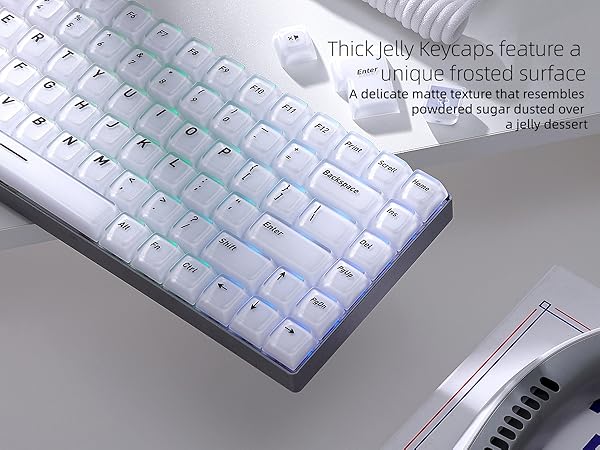 Jelly Keycaps White, Keycap Set CSA Profile, Frosting Custom Keycaps for Mechanical Keyboards