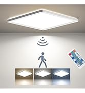 BLNAN Dimmable Motion Sensor LED Ceiling Light with Remote Control, 12 Inch 24W 2400LM Radar Moti...