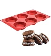 CAKETIME Silicone Muffin Top Pan - Whoopie Pie Pan 3" Round Silicone Baking Mold for Whoopie Pie,...