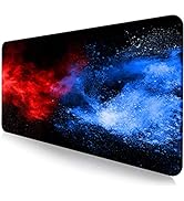 Large Extended Gaming Mouse Pad with Stitched Edges, Non-Slip Waterproof Rubber Base Mouse Pad fo...