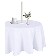 LUSHVIDA Round Outdoor Tablecloth with Umbrella Hole and Zipper for Wedding Christmas Gift, 60 In...