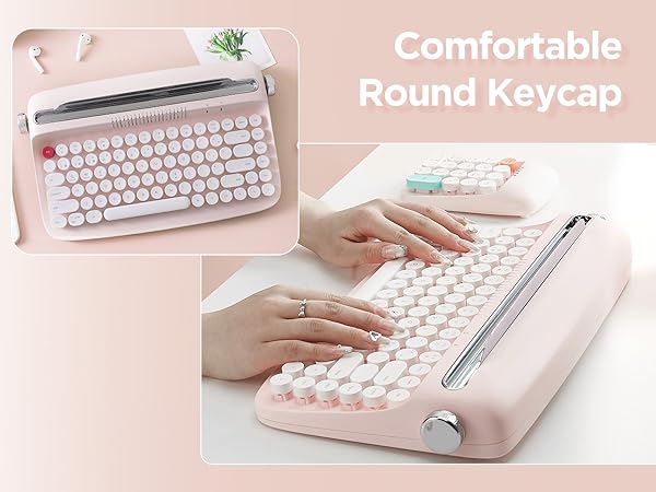 YUNZII ACTTO B303 Wireless Typewriter Keyboard, Retro Bluetooth Aesthetic Keyboard