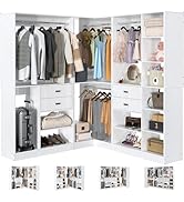 Armocity Freestanding Closet System with 3 Sets, 110'' Reversible Stand-alone Wardrobe, 80'' Heig...
