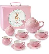 Porcelain Tea Set for Little Girls - Mini Ceramic Tea Cups Toy - Ideal for Kids Tea Party - Tea G...