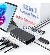 New Docking Station for Surface, Support Triple Monitor via Dual 4K HDMI &amp; VGA, 12-in-1 Dock with...