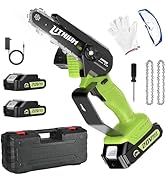 6 inch Mini Chainsaw Cordless with 2 Batteries, 20V Electric Portable Handheld Small Chainsaw Bat...