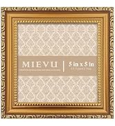 MIEVU 5×5 Gold Picture Frame - Picture Frames for Wall Hanging And Tabletop Display, Vintage Phot...