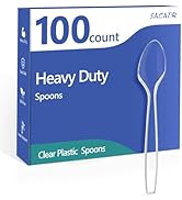 100 Count Plastic Spoons,Heavy Plastic Silverware,Premium Disposable Spoons, BPA-Free, Heat Resis...