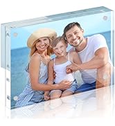 HOUSE DAY Acrylic Picture Frames 8x10, 1 Pack Magnetic 8x10 Picture Frame, Double Sided Clear 8 x...