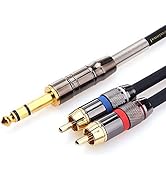 TISINO 1/4 to RCA Cable, Quarter inch TRS to RCA Audio Cable 6.35mm Stereo Jack to Dual RCA Inser...