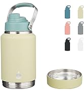BJPKPK 64oz Insulated Water Bottles, Dishwasher Safe Half gallon Water Bottle with Metal Handle, ...