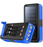 boogostore Solar Charger Power Bank 63200mAh, Portable Charger with Dual Outputs &amp; Dual Inputs 4 ...