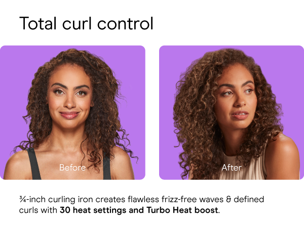 Conair ceramic curling iron ¾ inch barrel heat settings styling even heat dual voltage short hair.