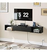 HOOBRO 62.2" Floating TV Stand with Power Outlet, Corner Floating Entertainment Center, Wall Moun...