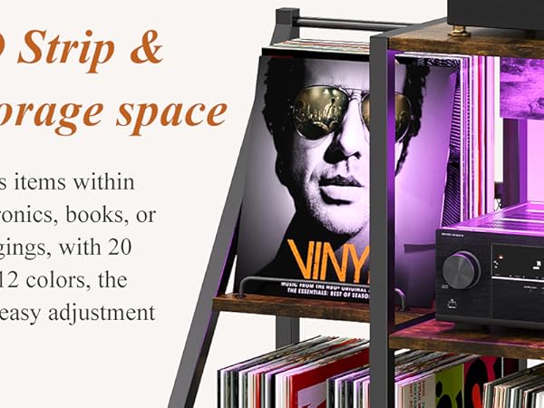 Record Player Stand with LED Lights