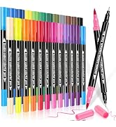 DUULEMANG 24 Colors Dual Markers Brush Pens, Art Markers Colored Pens for Adult Coloring Books, B...