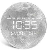 HOMLOVE Digital Wall Clock with Large LED Display, Moon Modern Electric Wall Clock [Plug-in] for ...