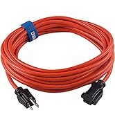 Clear Power 25 ft Outdoor Extension Cord 16/3 SJTW, 3-Prong Grounded Plug, Orange, Water &amp; Weathe...