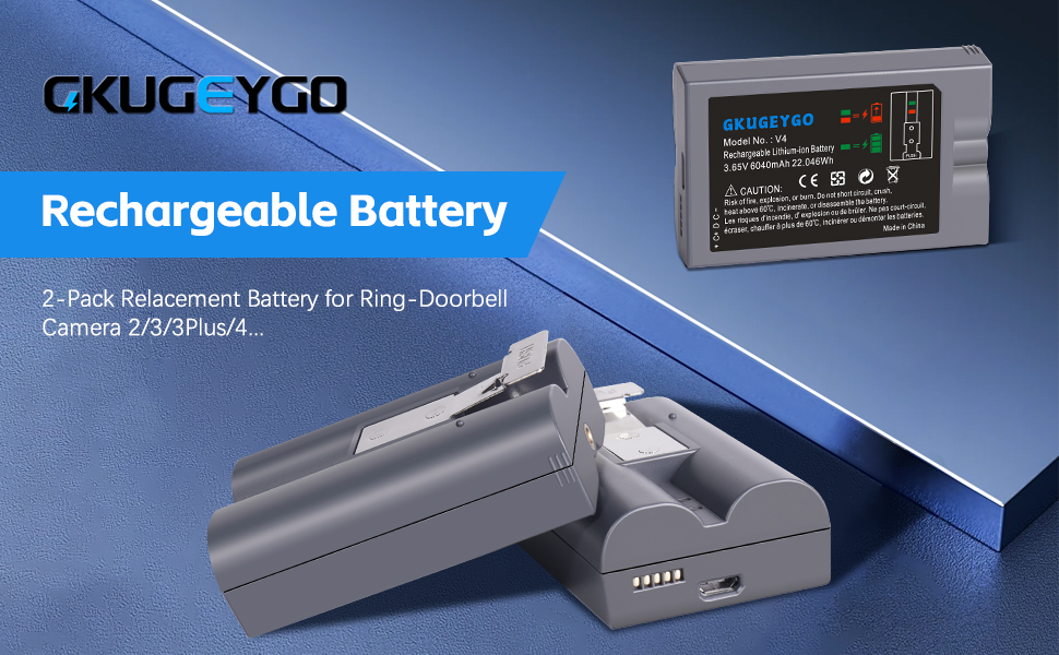Replacement V4 Battery for Ring-Video Doorbell 1/2/3/3Plus/4