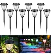 LIANGLOME Solar Lights Outdoor - Warm White &amp; RGB 2 Modes Solar Pathway Lights IP65 Solar Lights ...