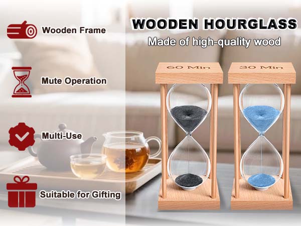 Min Wooden Hour Glass for Classroom, Sandglass, Reloj De Arena Decorativo, Home, Office, Game, Gift