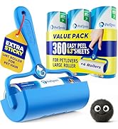 PetLovers 6.3" Large Lint Roller for Pet Hair Extra Sticky 360 Sheets, Ideal for Pet Hair Removal...