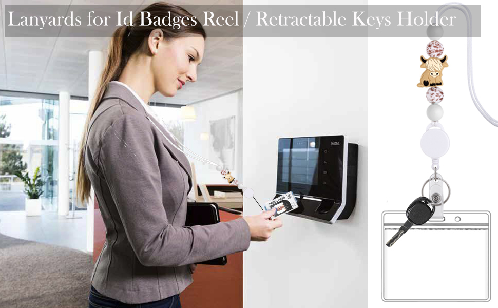 teacher lanyards for ID badges reel retractable keys holder highland cow gifts sloth gifts women