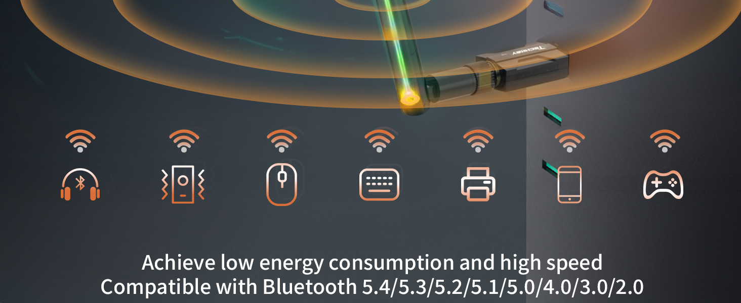 USB Bluetooth 5.4 Adapter for Desktop PC: Long Range Wireless Dongle with 5dBi Antenna Plug & Play