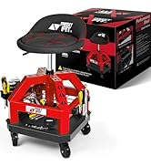 FreekyFit Rolling Shop Stool for Garage with Casters, DO02-Adjustable Height 360° Swivel Shop Sea...