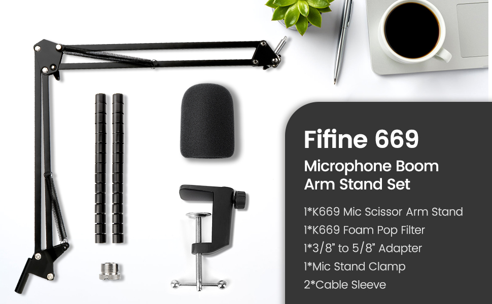 fifine 669B boom scissor arm mic stand fifine 669B boom stand studio fifine 669B broadcast boom arm
