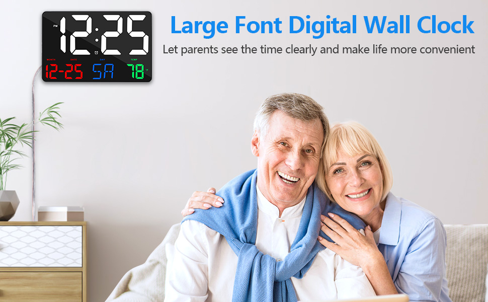large font digital wall clock large digital clock for seniors