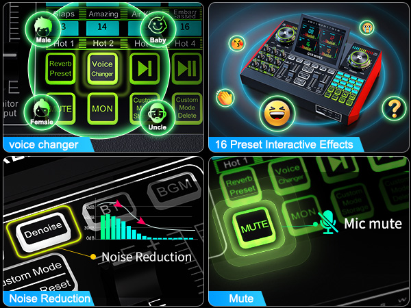 audio mixer sound board usb audio interface live sound card podcast mixer